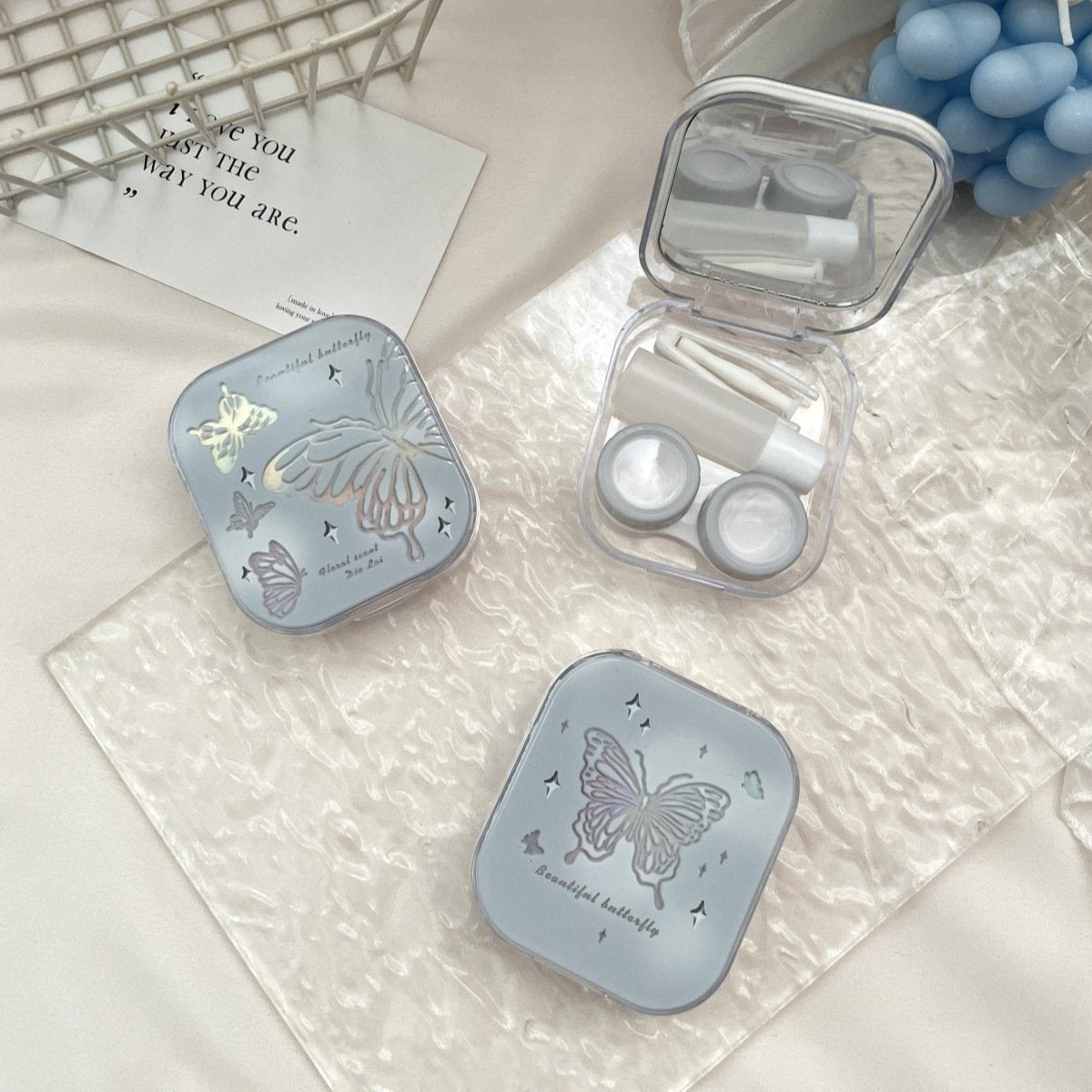 Ins Like Fish Cold Laser Butterflies Colored Contact Lens Case - BEAUEYE (UK)