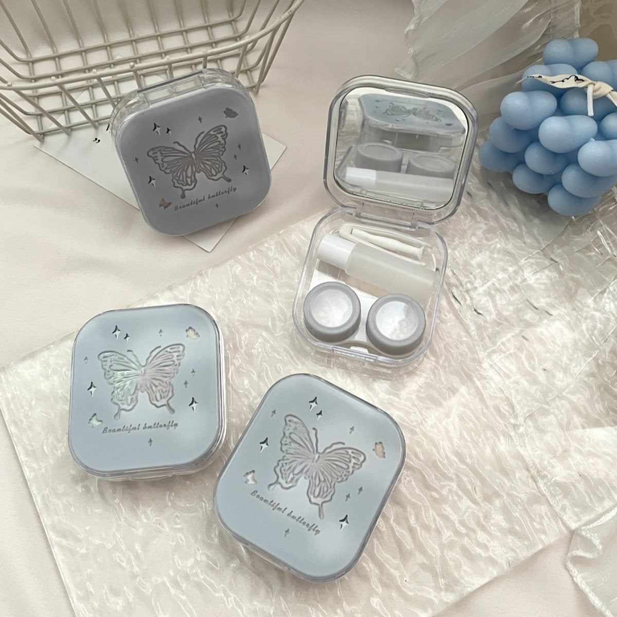 Ins Like Fish Cold Laser Butterflies Colored Contact Lens Case - BEAUEYE (UK)