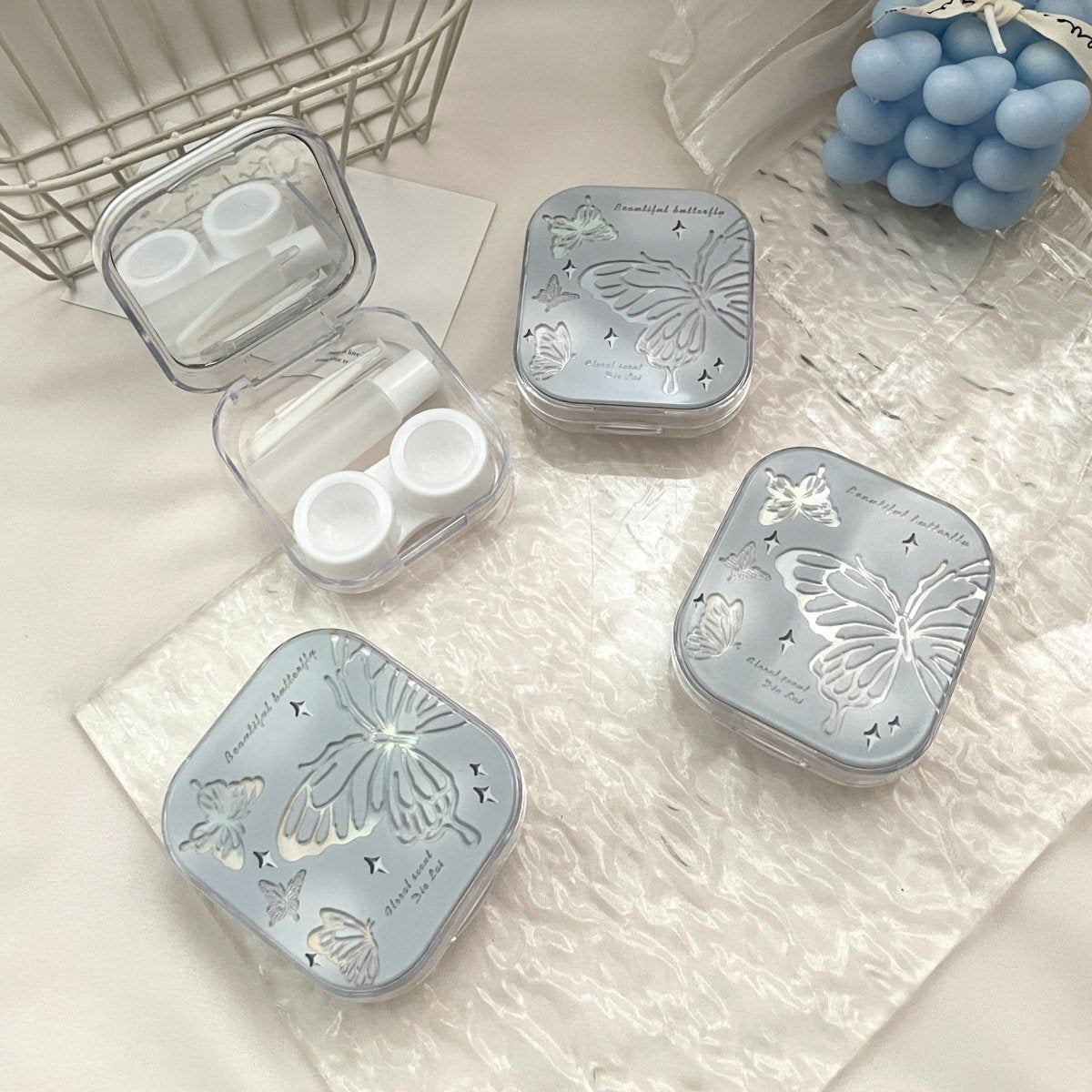 Ins Like Fish Cold Laser Butterflies Colored Contact Lens Case - BEAUEYE (UK)