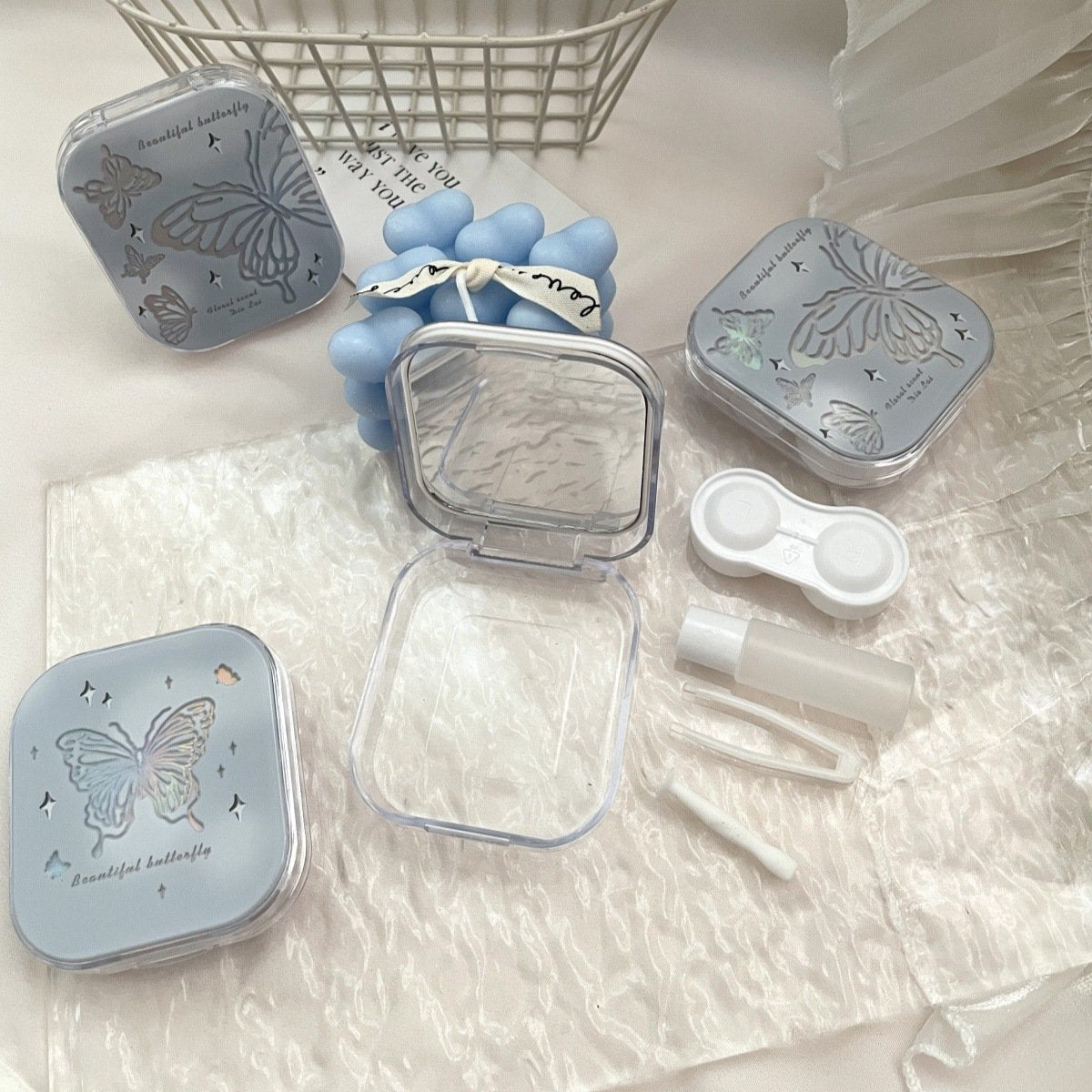 Ins Like Fish Cold Laser Butterflies Colored Contact Lens Case - BEAUEYE (UK)