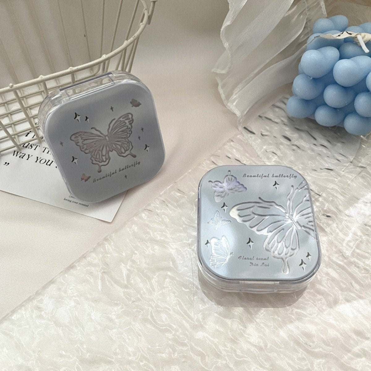 Ins Like Fish Cold Laser Butterflies Colored Contact Lens Case - BEAUEYE (UK)