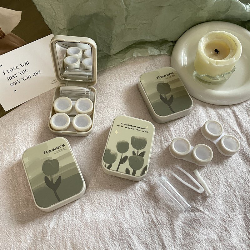 Ins Oil Painting Tulip Colored Contact Lens Case - BEAUEYE (UK)
