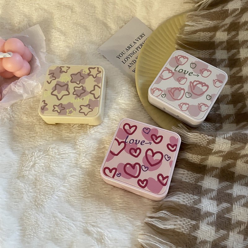 INS Simple Pink Love ~ Niche Girl Heart Colored Contact Lens Case Secondary image