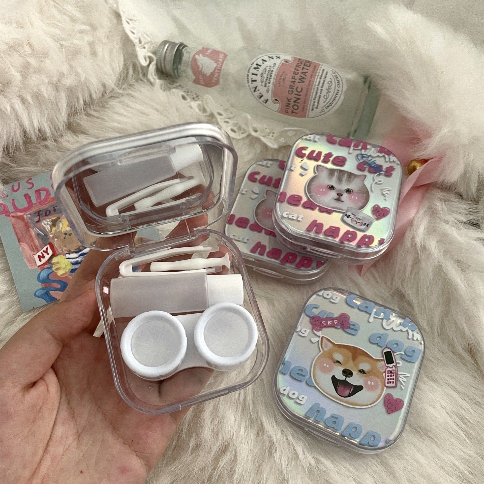 Ins Cute Laser Colored Contact Lens Case