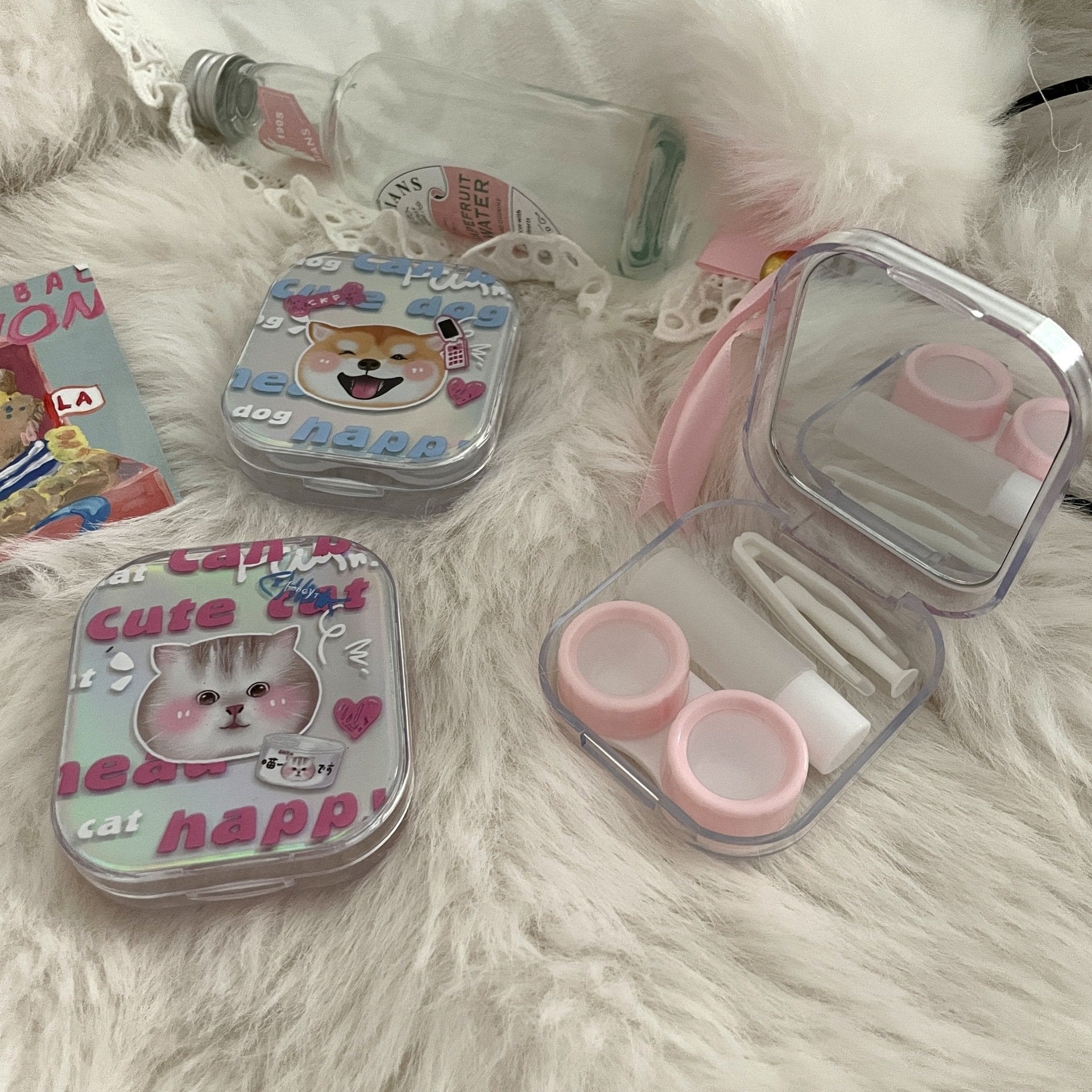 Ins Cute Laser Colored Contact Lens Case