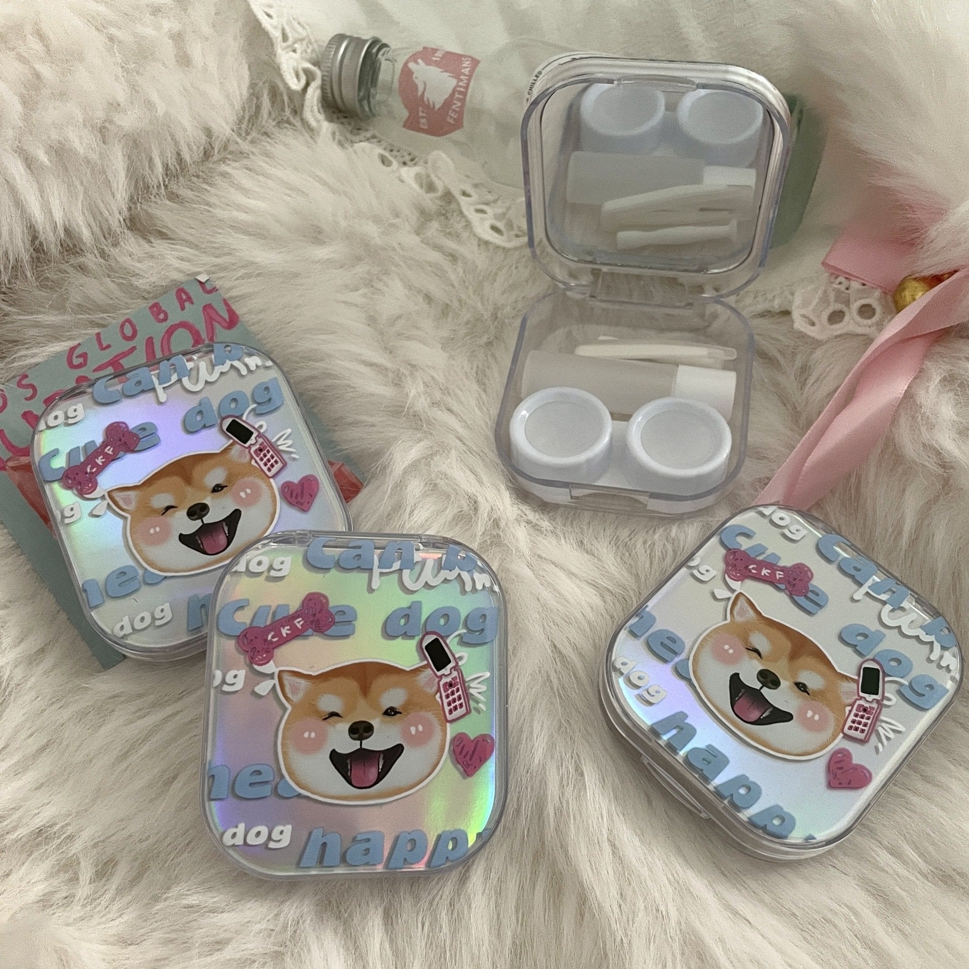 Ins Cute Laser Colored Contact Lens Case