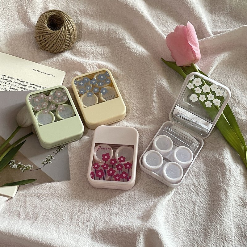 Korean Style Fresh Flowers Colored Contact Lens Case Secondary image