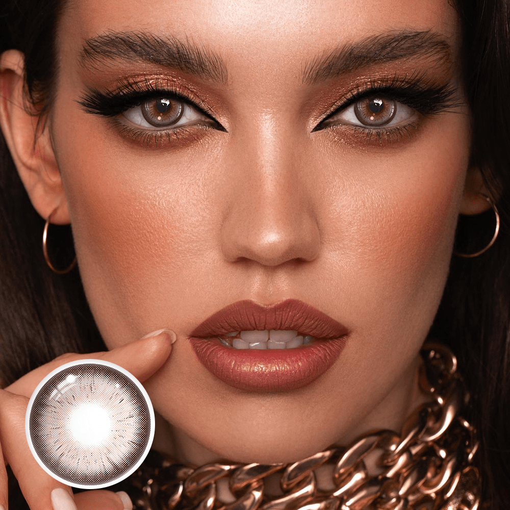 Laurel Pink Brown Prescription Coloured Contact Lenses Secondary image