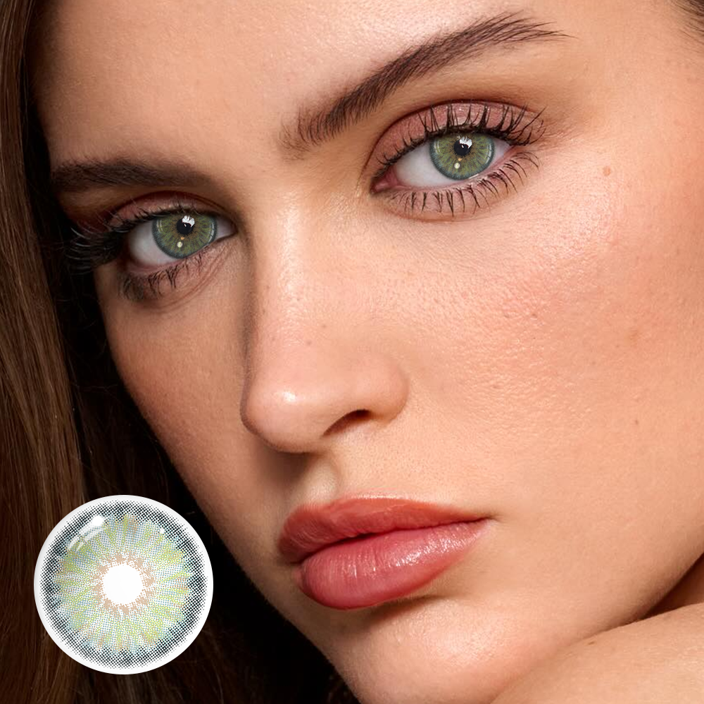 Cyrene Retro Green Coloured Contact Lenses Secondary image