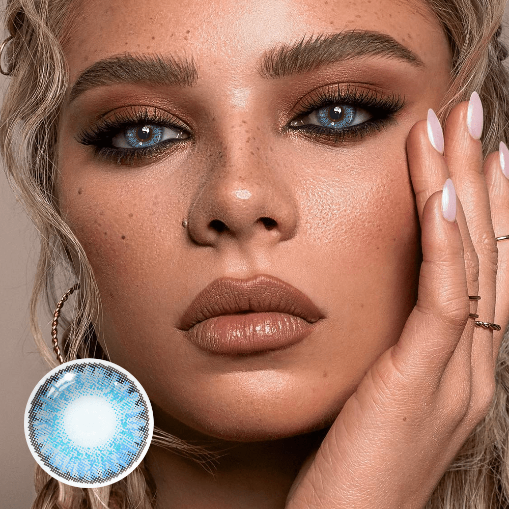 New 3-Tone Brilliant Blue Prescription Coloured Contact Lenses Secondary image