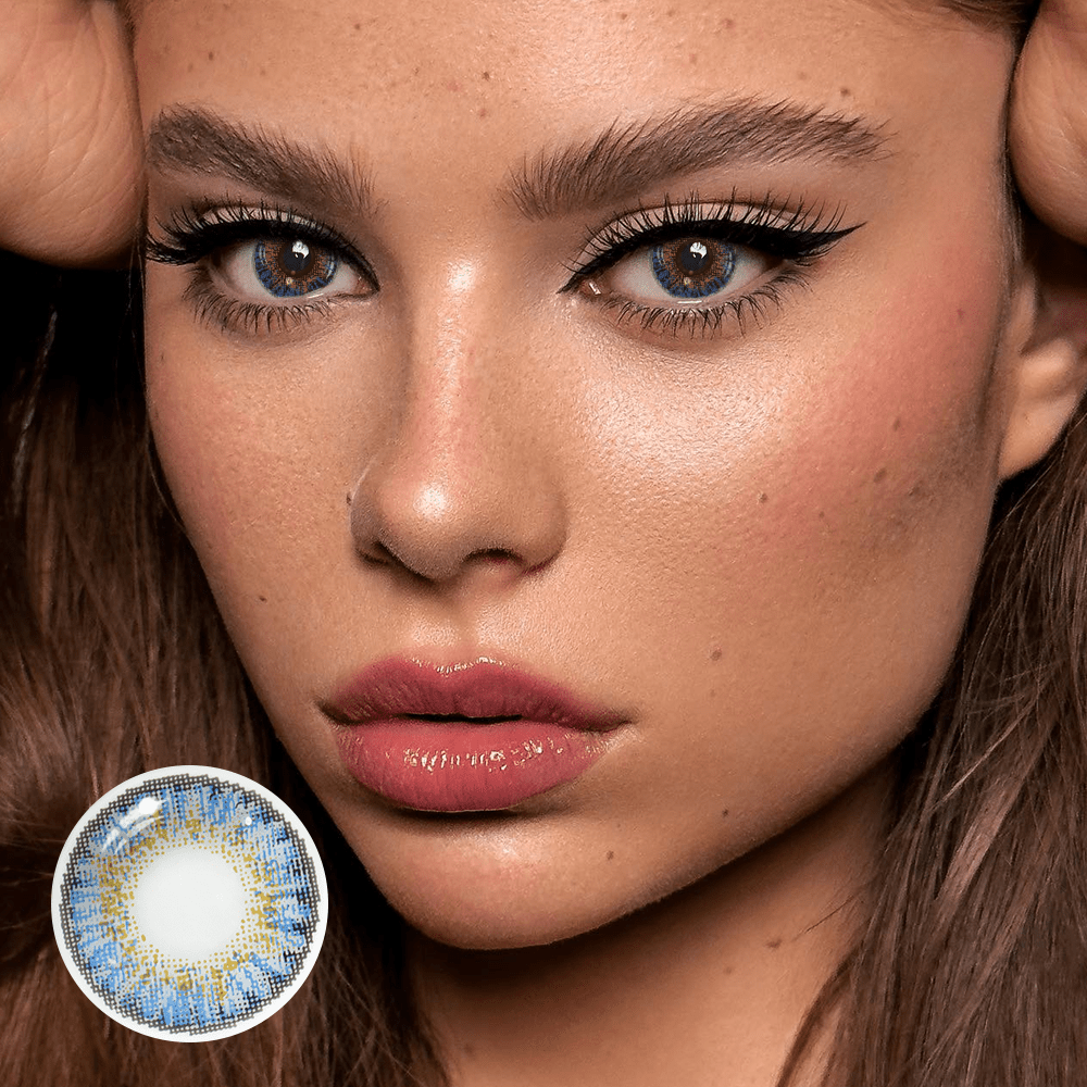 New 3-Tone Sky Blue Coloured Contact Lenses Secondary image