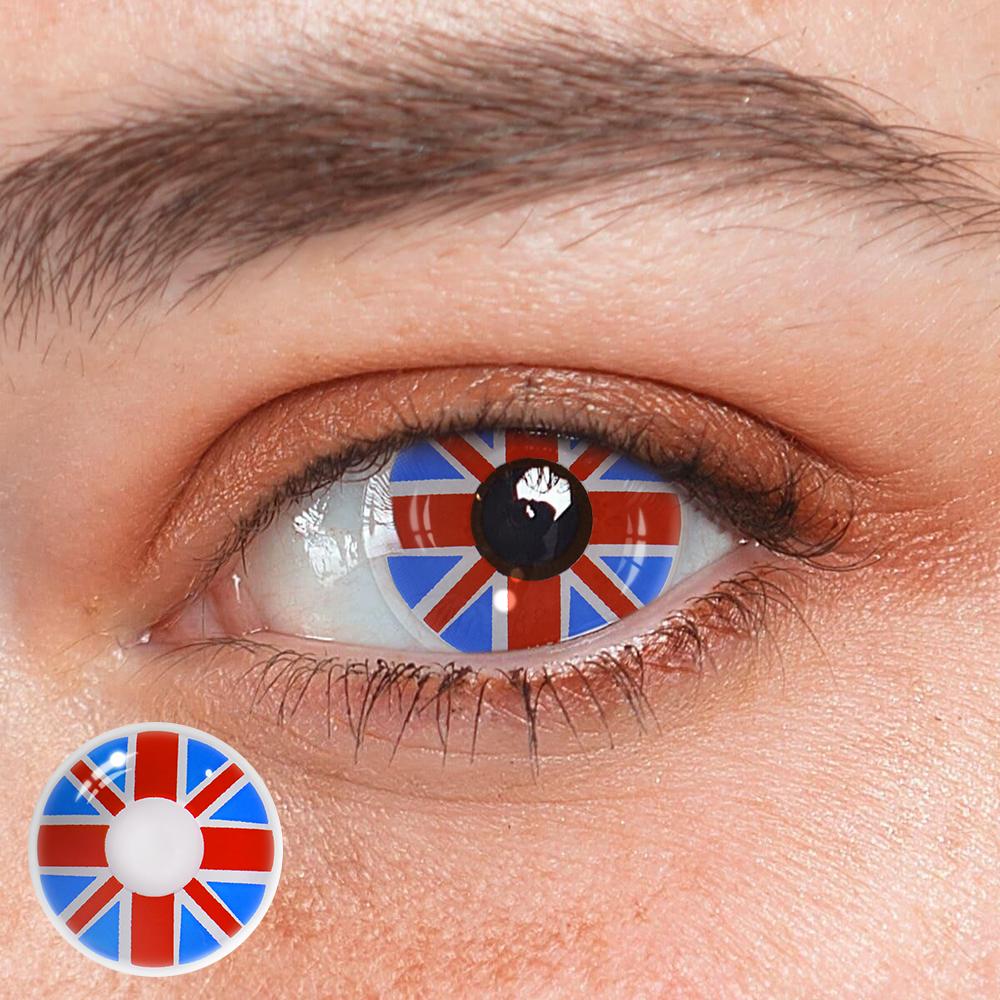 Cosplay Britain Flag Blue Colored Contact Lenses