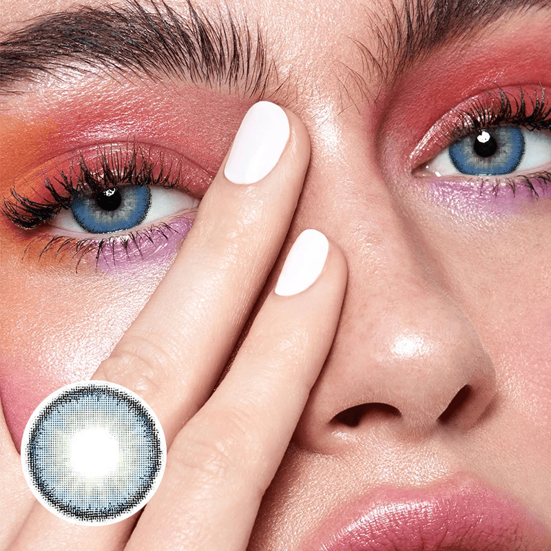 Premium Candy Blue Prescription Coloured Contact Lenses Secondary image