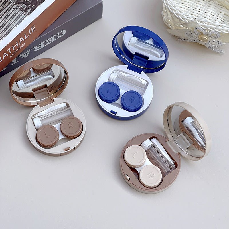 Round Milk Coffee Warm Color Colored Contact Lens Case Secondary image