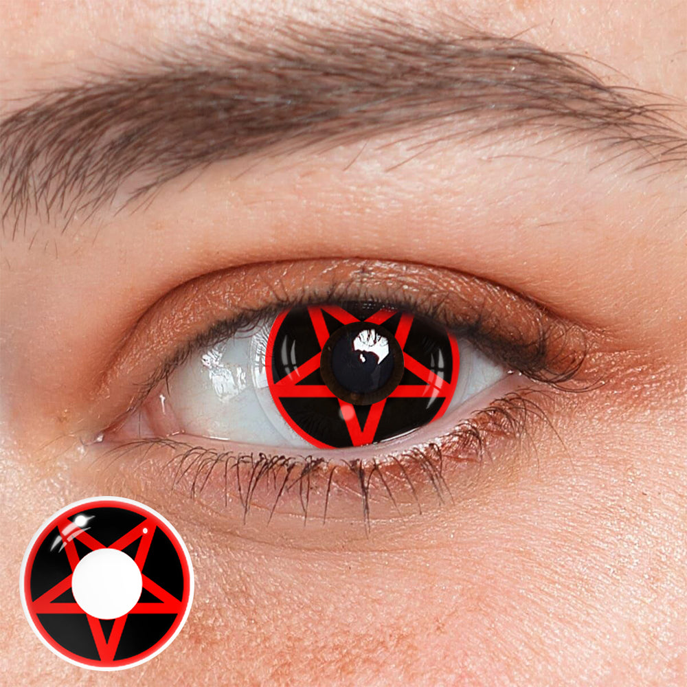 Cosplay NARUTO Pentagram Red Coloured Contact Lenses Main image