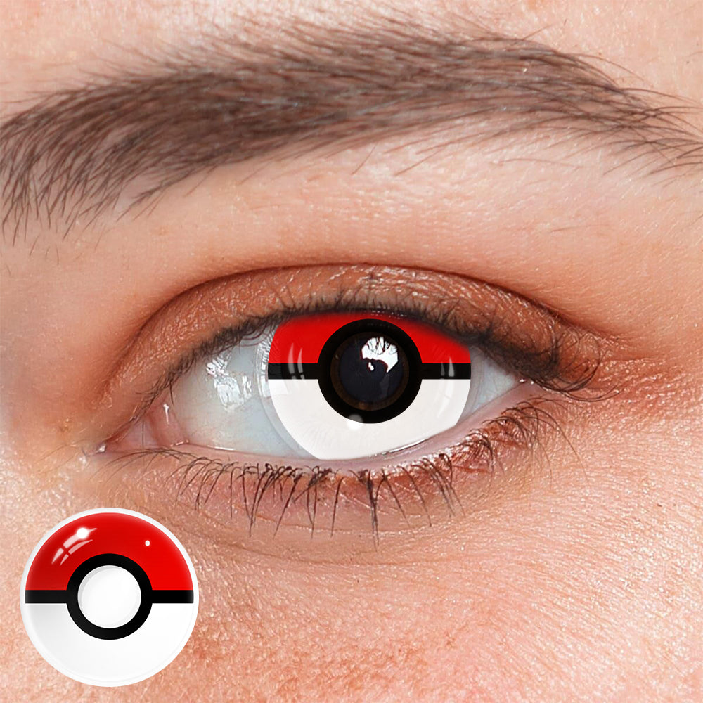 Cosplay Pokeball Clear Red Coloured Contact Lenses Main image
