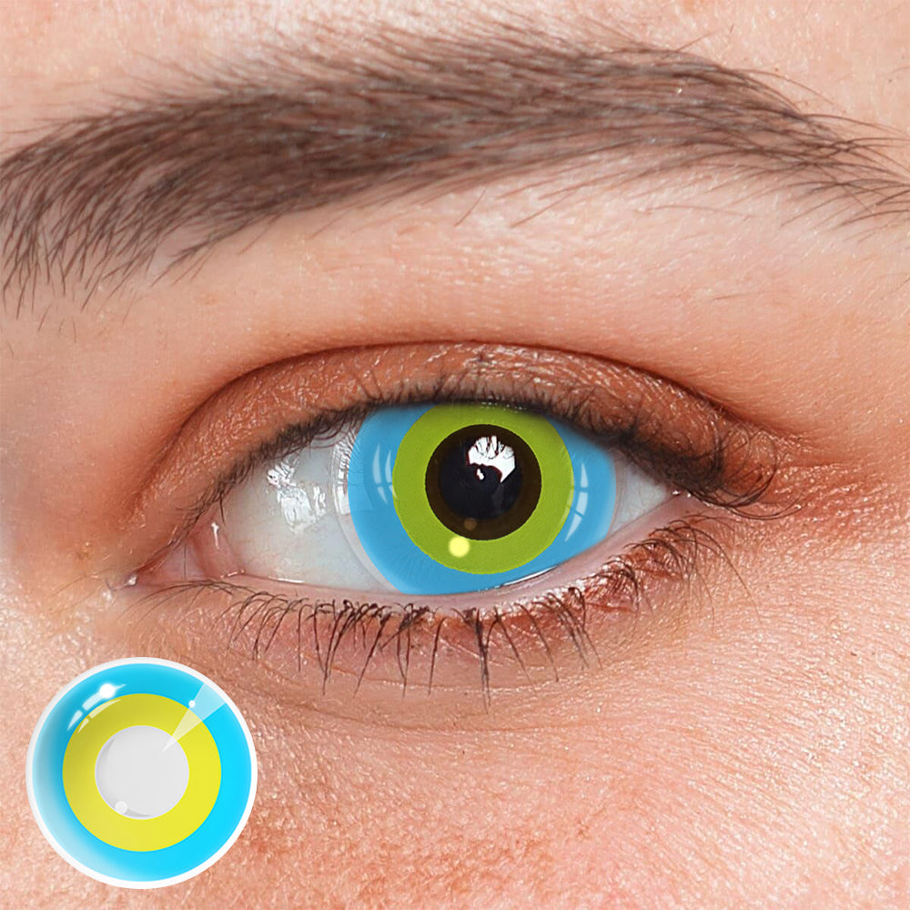 Cosplay Circle Line Blue Yellow Coloured Contact Lenses Main image