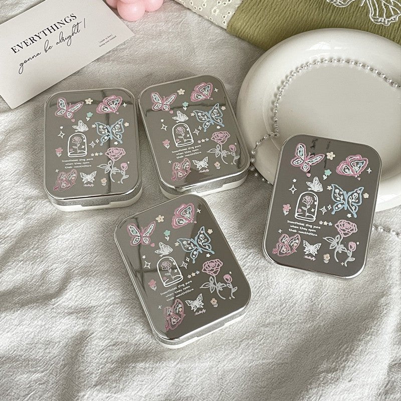 Silver Butterflies Colored Contact Lens Case Secondary image