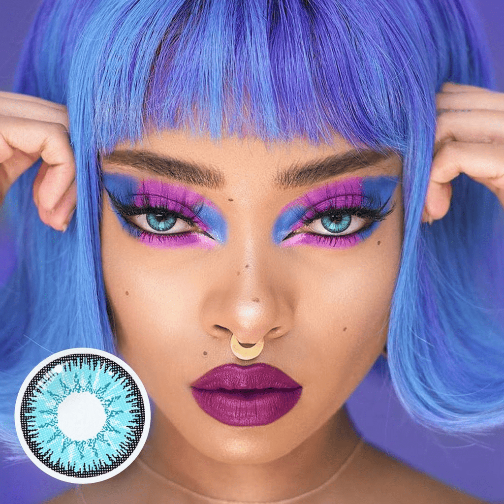Vega tricolor Blue Prescription Coloured Contact Lenses - BEAUEYE (UK)