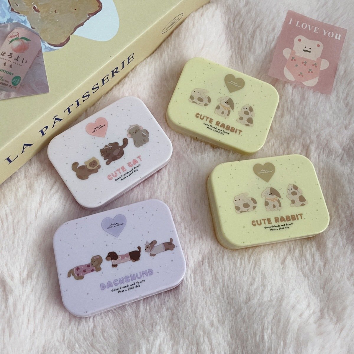 Young Girl Style With Cute Pets Colored Contact Lens Case - BEAUEYE (UK) Main image